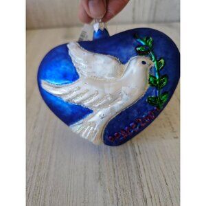 Poland heart dove peace flag 4th of July ornament blue